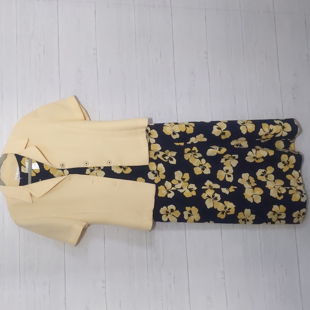 Studio I Foral Dress with Yellow Jacket